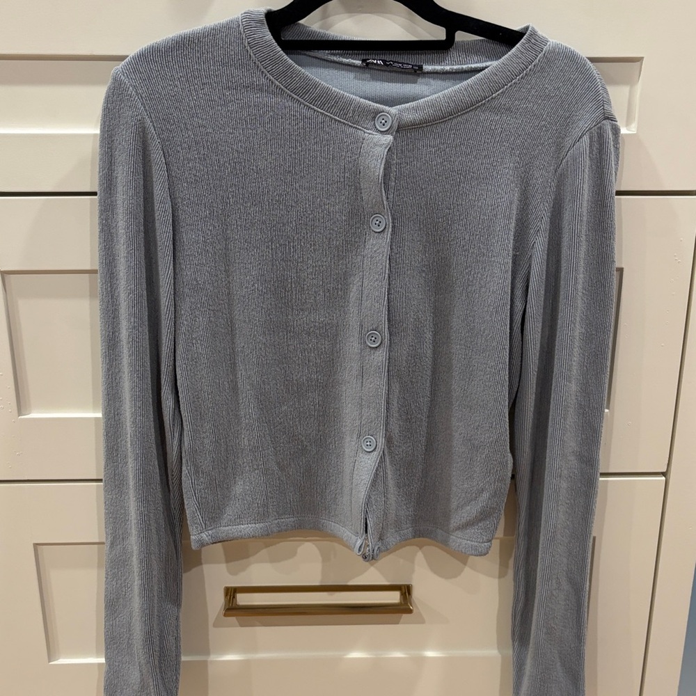 Zara Medium Gray Crew Neck Sweater